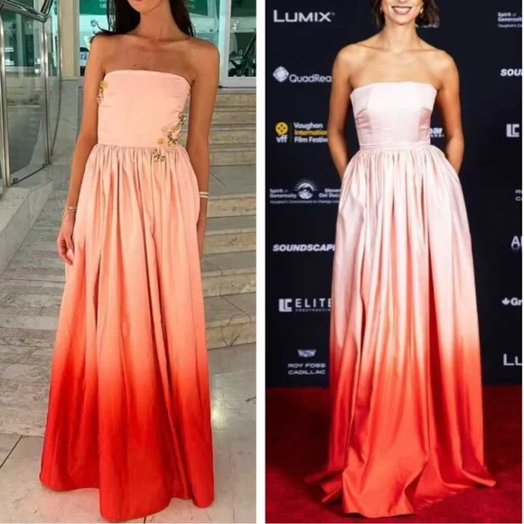 NWT SAU LEE Revolve Teigen Gown Maxi Dress Blush Red Ombre Event Party Cocktail - Picture 3 of 15